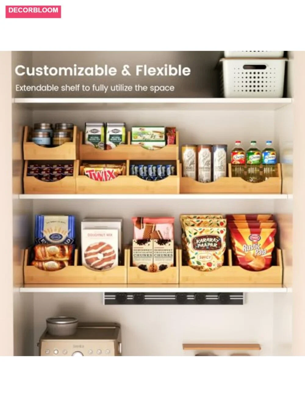 3 Tier Bamboo Stackable Onion Potato Storage Bin Pantry Organizer